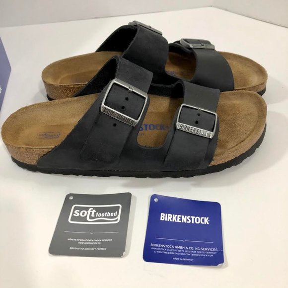 Birkenstock Shoes - Birkenstock Arizona Black Leather Soft Bed 39